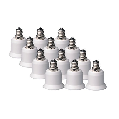SpiritLED (PACK-12) E12 to E26 / E27 Socket Adapter,Chandelier Base E12 to Standard Medium Base E26 E27 Converter