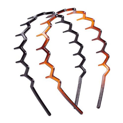 Sumddy 4Pcs Comfortable Shark Tooth Comb Headband Zigzag Hair Band Toothed Headband Women Men Hair Accessory (A#)