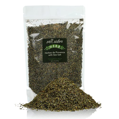 s.a.l.t. sisters Herbes de Provence with Sea Salt - Dried Herbs & Salt Seasoning for True Taste of France - Enhances Flavor of Tomatoes, Chicken, Pork, Beef, Fish - Resealable Pouch - 16 oz / 1 lb