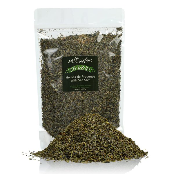 s.a.l.t. sisters Herbes de Provence with Sea Salt - Dried Herbs & Salt Seasoning for True Taste of France - Enhances Flavor of Tomatoes, Chicken, Pork, Beef, Fish - Resealable Pouch - 16 oz / 1 lb
