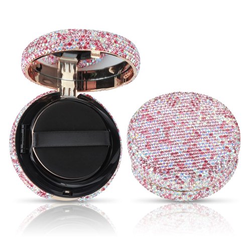 KEYPOWER Makeup Powder Empty Box with Bling Diamond Loose Powder Compact Empty Container with Pow...