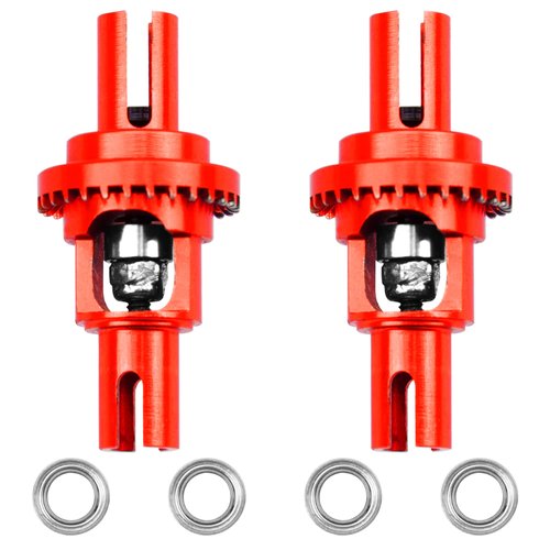 2Pcs Vgoohobby Metal Ball Differential W/Bearing Upgrade Part Compatible with WLtoys 1/28 K969 K979 K989 K999 P929 P939 Mini-Q Mini-Z AWD IW04 RC Car (Red)