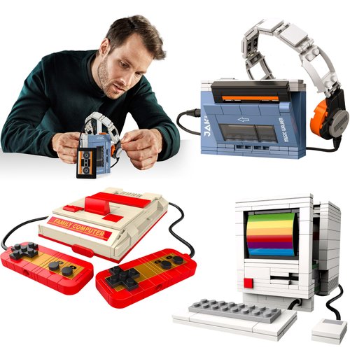Vintage Building Blocks Set for Adults,Unique Building Toy Kits including Desktop Computer, Cassette player and Game Console. Creative Block Model for Collection.Great Gift for Retro Lovers and Gamers