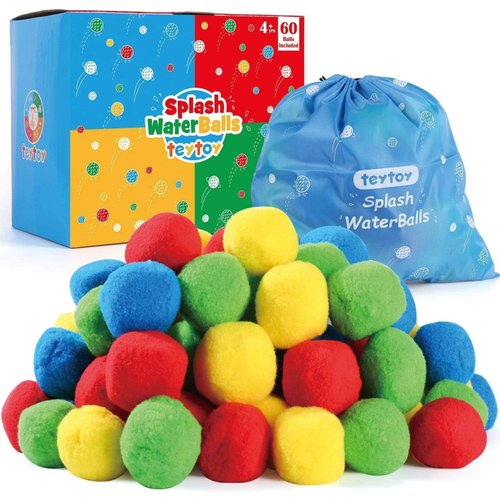 teytoy My First Water Balls Fight, Splash Water balls with Bag for Kids & Adults Anytime,Pool and Beach Fun Party Favors toys Perfect for Outdoor Play Activity (60 Pack)