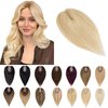 SEGO Human Hair Toppers for Women With Thinning Hair 7 * 13CM Silk Base 100% Real Human Hair Clip in Top Wiglet Hair Pieces /6 Inch No Bangs Ash Blonde&Bleach Blonde