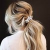 Bartosi Pearl Hair Ties White Elastic Hair Scrunchies Rhinestone Ponytail Holder Beaded Hair Ropes Non Slip Hair Bands Hair Accessories for Women and Girls (Pack of 3)