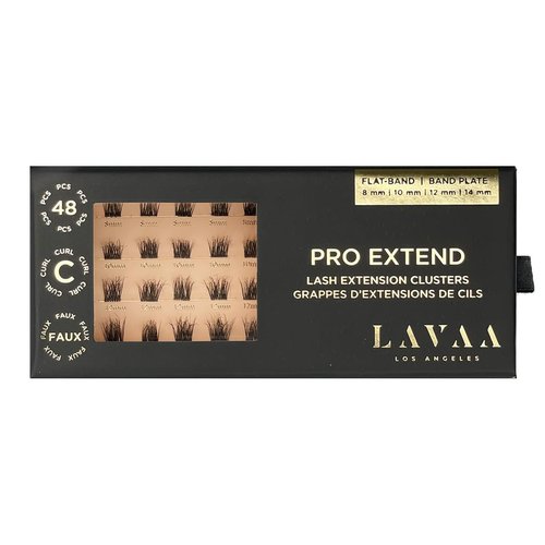 PRO Extend Lash System | 48 Lash Clusters in 4 lenghts: 8mm 10mm 12mm 14mm | Flat-Band All-Day Comfort | DIY Lash Extensions (N1 | NATURAL)