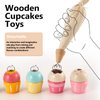 HERSITY Wooden Cupcakes Toys Pretend Play Food Desserts Kids Baking Set, Kitchen Playset for Toddlers 3-5, Tea Party for Little Girls Cooking Games Age 3 4 5 Years Old Girls Boys