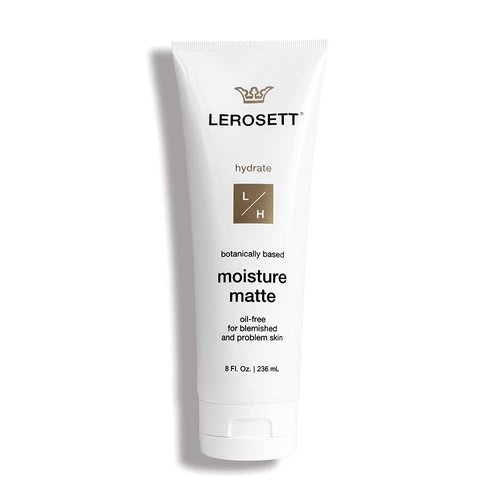 LEROSETT Moisture Matte Oil-Free Moisturizer for Acne, Oily & Sensitive Skin, Lightweight & Aloe-Based with Vit-B5 + 7 Soothing Herbals. Shine-Free. Non-comedogenic. Vegan. Fragrance-Free 8 oz