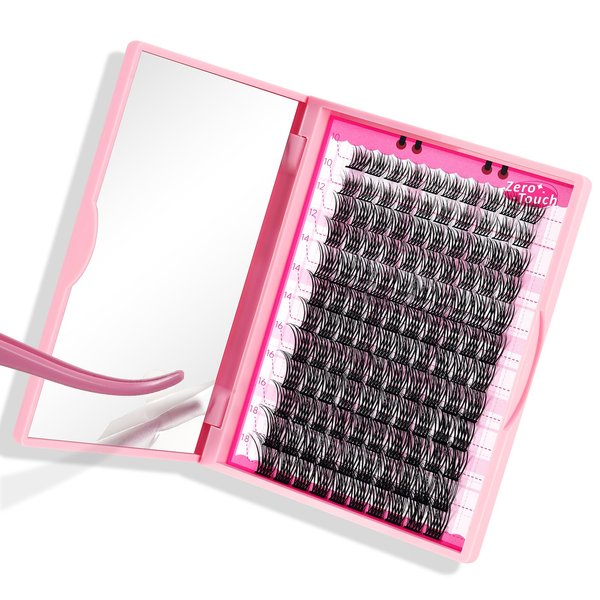 Lash Clusters, 120 Pcs Individual Cluster Lashes DIY Lash Extension Zero Touch-C-10-18mix Eyelash Clusters Volume Wispy Lashes Super Thin Band Reusable Soft & Comfortable(Tufted-C-10-18 mix)