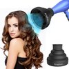 Universal Collapsible Hair Dryer Diffuser - Travel and Easy Storage - KingKam Diffuser Attachment Fit Most Hair Dryers with Nozzle Diameter D-1.575Inch to 1.968 Inch (4-5cm) - Black