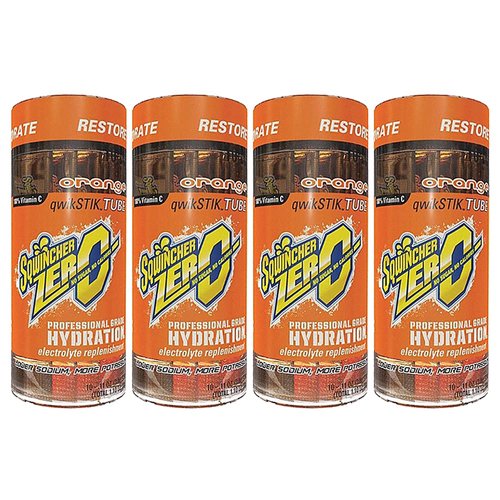 Sqwincher Zero Qwik Stik Sugar Free Electrolyte Powdered Drink Mix Low Calorie - Assorted Flavors And Sizes (Orange, 40 Sticks)