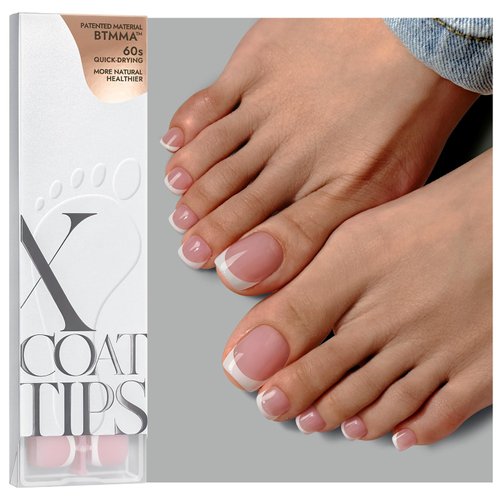 BTArtboxnails XCOATTIPS Toe Nail Tips - Upgrade Bigger Size French Tip Press On Toenails for Women, Pink Soft Gel Toenail Press Ons, 150pcs Soak Off Fake Toe Nails