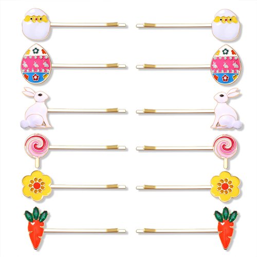 Boderier 12 Pack Easter Hair Clips for Women Easter Bunny Eggs Bobby Pin Hair Clip Hairpin Accessory Easter Gifts for Girls Easter