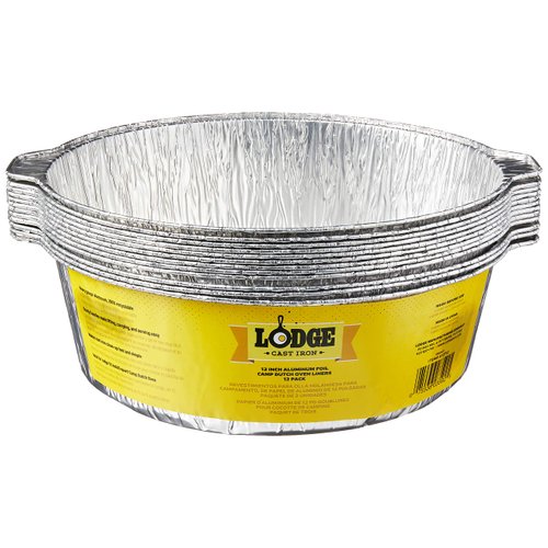 Lodge A12F12 12-Inch Aluminum Foil Dutch Oven Liners, 12-Pack, Silver