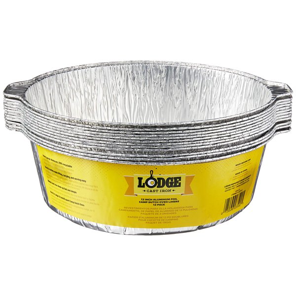 Lodge A12F12 12-Inch Aluminum Foil Dutch Oven Liners, 12-Pack, Silver