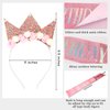 SuPoo Birthday Girl Crown and Sash Flower Birthday Headband Princess Crown Glitter Hair Band Cute Birthday Sash Tiara for Girls Happy Birthday Decorations for Girl Birthday Accessories