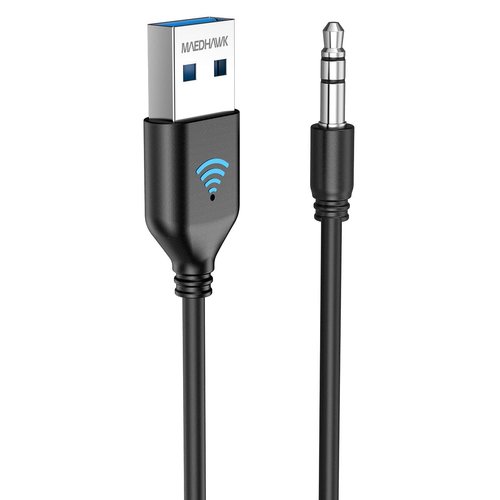 MAEDHAWK Aux to Bluetooth Receiver for Car, Bluetooth Aux Adapter with USB to 3.5mm Audio Jack kit BT5.1 for Car Stereo Home Speakers Music Streaming Hands-Free Calling, A2DP