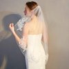 FRCOLOR Wedding Veil Comb Elegent Lace Appliques Wedding Veil Crystal Beaded With Comb, White Headpiece Bridal Shower Gift, Bridesmaid Favors