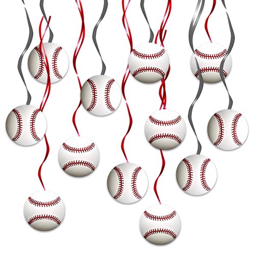 24pcs Baseball Hanging Swirl Party Decoration,Baseball Party Decoration, Suitable for Baseball Party Supplies (White and red)