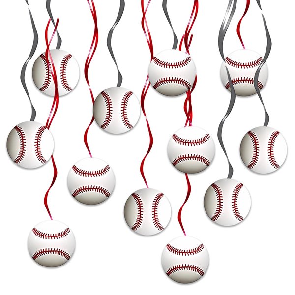 24pcs Baseball Hanging Swirl Party Decoration,Baseball Party Decoration, Suitable for Baseball Party Supplies (White and red)