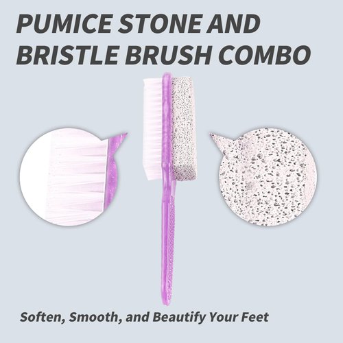 2Pcs Foot Stone Brush Exfoliating Scrubber with Pumice 2 Sided Nail and Toe Scrubbing Brush for Kids and Adults Shower Foot Scrub for Smooth Clean Feet and Nails