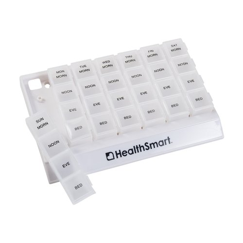 HealthSmart Weekly Pill Organizer 3 Times A day, Medicine Organizer for Morning, Noon, Evening, and Night, Travel Pill Organizer, With Storage Tray, Clear (Pack of 1)