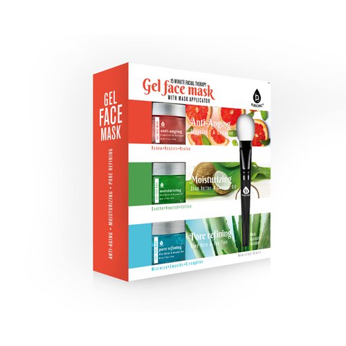 Pursonic 15-Minute Facial Therapy Face Mask with Mask Applicator (Gel, 3-Pack) Anti-Aging, Moisturizing, Pore Refining