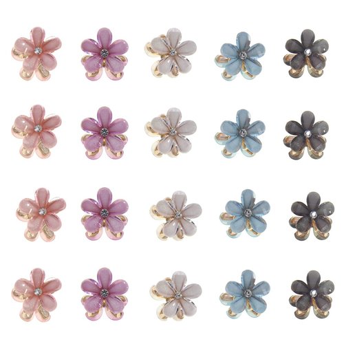 20 Pcs Small Crystal Hair Claw Clips for Women Girl, Mini Pearl Flower Claw Clips Design, Sweet Daisy Artificial Bangs Clips Decorative Hair Accessories