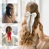 YOUSHEME 3pcs Hair Bows for Woman Cute Hair Accessories Silky Satin Barrettes Ponytail Holder Bow Hair Clips Hair Ribbon Tassel with Long Tail Hair Ribbons for Woman Girls