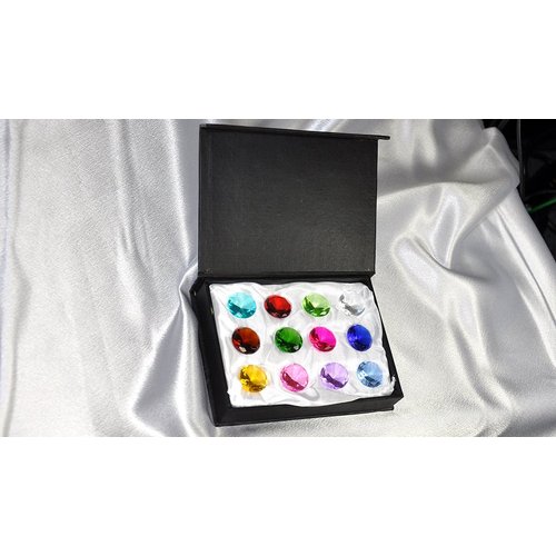 Gift Box Set 12 Beautiful Birthstones Paperweight Glass Diamond 20mm Crystal Art
