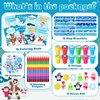 Dispowreath 110 Pcs Winter Party Favors for Kids Polar Animals Coloring Books Crayons Slap Bracelets Mochi Stress Toys Stampers Stickers for Holiday Goodie Bags Stuffers Classroom Rewards Supplies