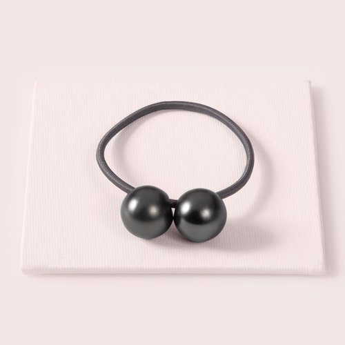 The Hair Edit Gunmetal Orb Duo Ponytail Holder Elastic