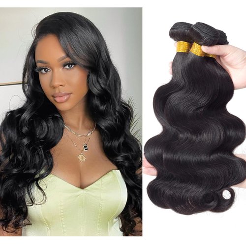 Body Wave Bundles Human Hair 18 18 18 Inch Brazilian Human Hair Bundles Body Wave 3 Bundles Unprocessed Virgin Human Hair Extensions Natural Black 300g