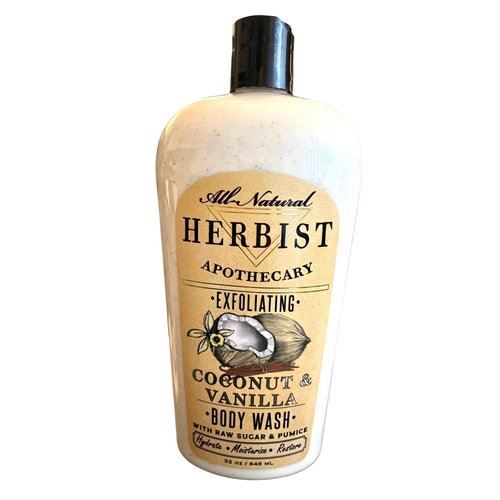 HERBIST All Natural Apothecary Exfoliating Body Wash (Coconut & Vanilla with Raw sugar & Pumice)
