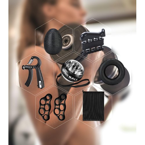 Qishangnana Hand Grip Strengthener Workout Kit (8 Pack) Forearm Grip Adjustable Resistance Hand Gripper, Finger Stretcher, Finger Exerciser, Grip Ring，Gyro Ball