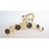 Generic Long gold metal and gray and white marble hair claw clip