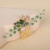 BERYUAN Bridal Emered Green Crystal Rhinestone Hair Comb Gold Leaves Green Rhinestone Wedding Headpiece Teardrop Crystal Rhinestone Wedding Headband for Women