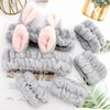 YISSION 6Pcs Face Wash Headbands and Wristbands Set Bunny Ears Headbands Spa Headband Makeup Headband Skincare Headbands with Wristbands for Women Girls Washing Face(Gray)