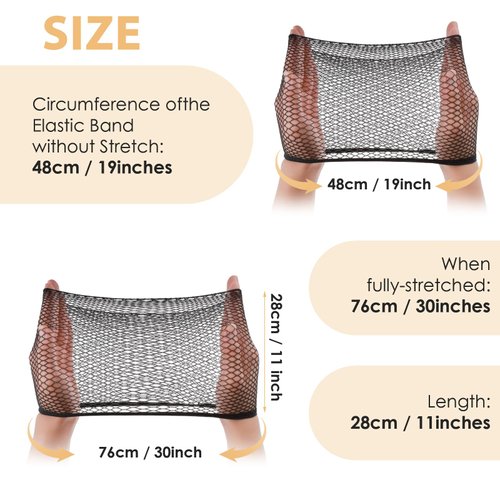 10 Pcs Mesh Wig Caps for Women, Black Wig Cap Net Nylon Hair Net for Lace Front Wigs, Stretchy Open End Hair Mesh Net for Halloween, Cosplay