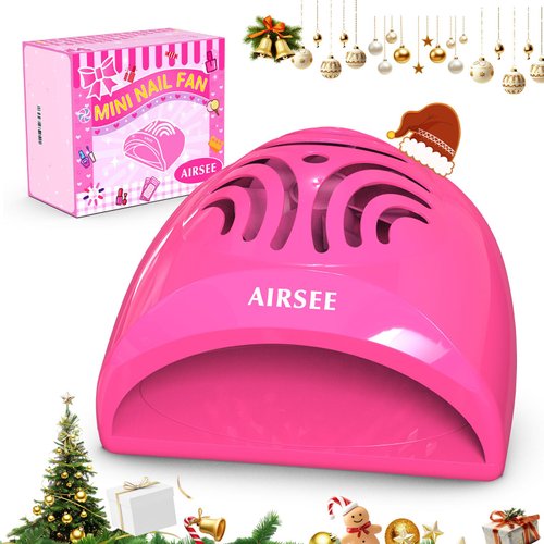 AIRSEE Kids Nail Dryer, Portable Nail Dryer, Mini Nail Fan for Regular Nail Polish - Birthday, Christmas, Party Gift for Grils, Battery Operated, DIY nail art, No Harmful, Two stickers included (Pink)