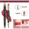 KUNSHNBEI Red Lip Liner and Lipstick for Women, Long Lasting color 2 in 1 Lipstick with Lip Liner Pencil Combo, Lipliner Pencil, Waterproof 24 Hour lipstick with lip liner