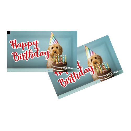 Comfyt Happy Birthday Wipe Party Cleaning Wet Wipes Party Supplies Individually Wrapped Hand Naps refreshing towellette 20 ct Cleaning wet Wipes (birthday lavender, 20)