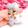 Faerie 2Pcs Silky shiny organza hair band, elastic hair band Crystal rhinestone Hair tie Silk ponytail hair tie bow rhinestone hair tie cat's eye head tie
