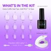 Gelike EC Gel X Nail Kit - 240PCS Short Coffin Nail Tips, 6 in 1 UV Gel Nail Glue and Mini UV Lamp with Gift Package