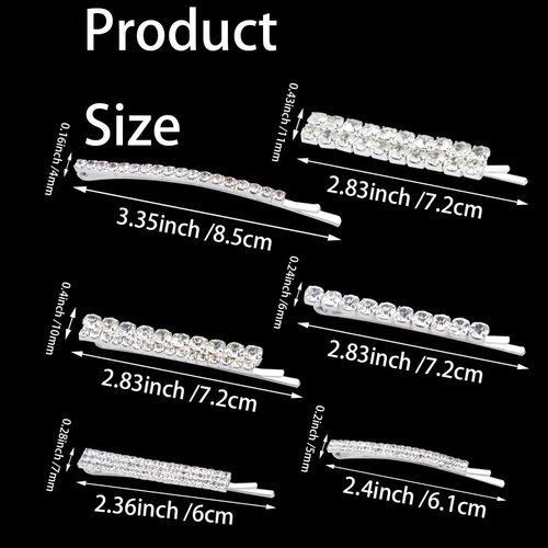 12 Pieces Rhinestone Bridal Hair Clip, Alloy Rhinestone Wedding Hair Pins Crystal Hair Clips, Jewelry Barrette Elegant Hair Accessories for Brides Bridesmaids Flower Girls(Sliver)