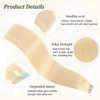 Tape in Hair Extensions Human Hair Bleach Blonde (40g 20pcs/pack) #613 Invisible Tape in Extensions Human Hair Straight Seamless Skin Weft Hair (14 Inch）