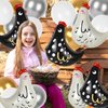 JarThenaAMCS 30Pcs Walking Chicken Balloons White Black Animal Foil Balloons Funny Farm Hen Balloon Kit for Pet Farmhouse Party Decor Backdrop Supplies