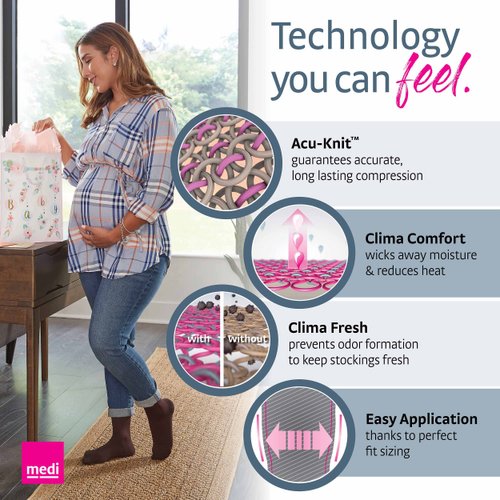 medi Assure, 20-30 mmHg – Closed Toe, Knee High Compression Stockings, Semi-Transparent Hosiery, Small - Petite, Black