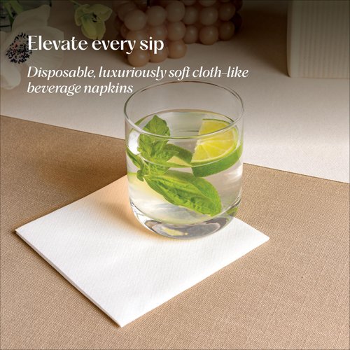 200 Linen-Feel Beverage Napkins - Disposable Cocktail Napkins - Soft & Absorbant Elelgant Paper Napkins For Bar, Café, Restaurant Or Event